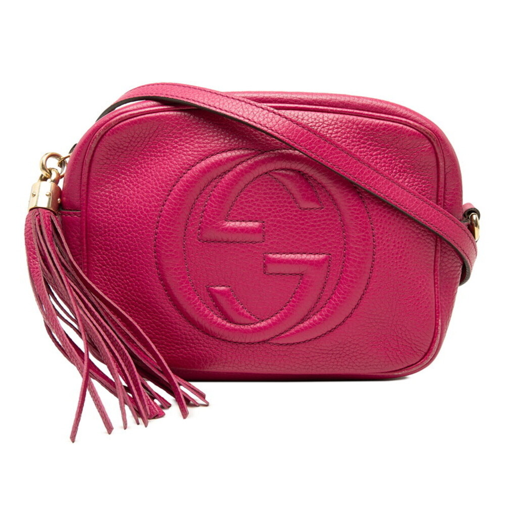 Gucci Interlocking G Soho Crossbody Shoulder Bag 308864 Pink Leather Women's ...